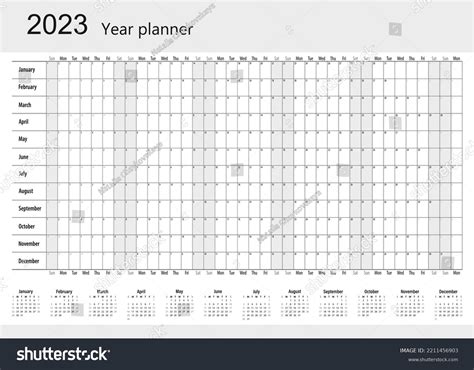 Calendar 2023 Annual Calendar Planner Schedule Stock Vector (Royalty ...