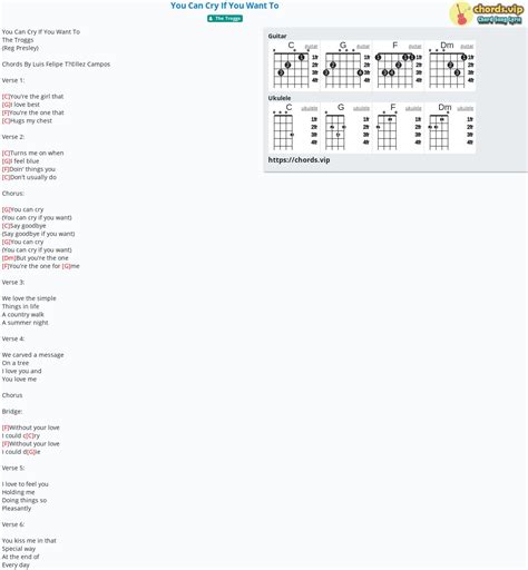 Chord: You Can Cry If You Want To - tab, song lyric, sheet, guitar, ukulele | chords.vip