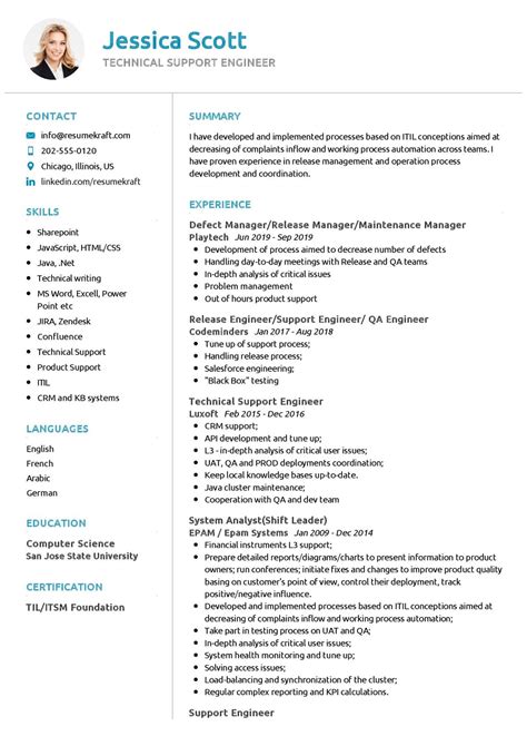 Technical Support Engineer CV Template in 2024 - ResumeKraft