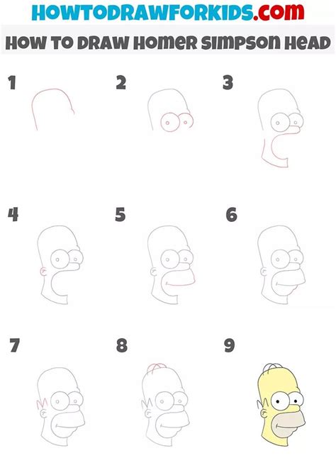 How to Draw Homer Simpson Head - Step-by-Step Tutorial