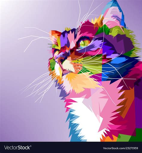 Cat cute pop art colorful Royalty Free Vector Image , #ad, #pop, #art ...