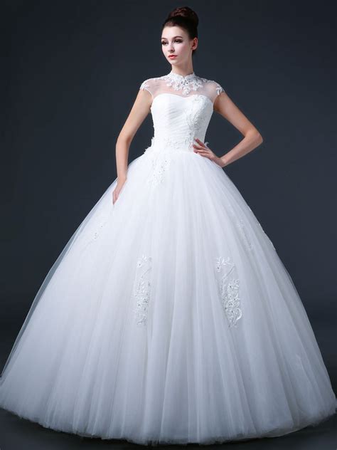 Princess Debutante Ball Gown Wedding Dress with Mandarin Collar and Ke – JoJo Shop