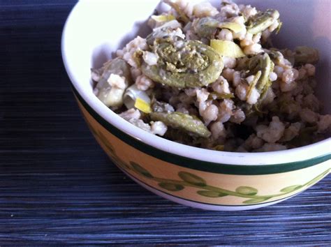 Fiddlehead Barley Risotto [Virtual Vegan Potluck] ~ Mermaid Cafe