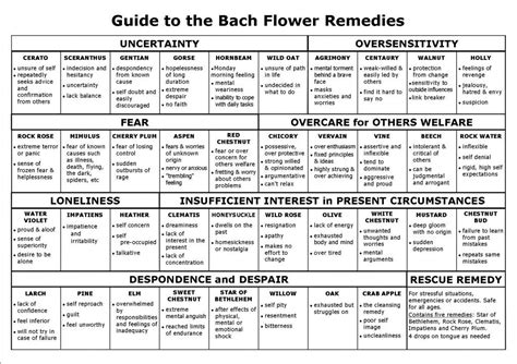 Quick-view guide to the Bach essence indications : r/Herblore