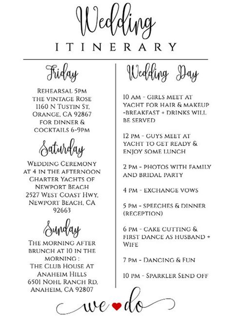 Red Floral Wedding Itinerary Template Download Printable Wedding Itinerary, Editable Template ...