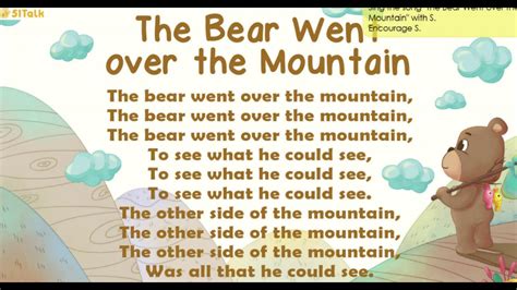 The Bear Went Over the Mountain 51Talk song with Lyrics - YouTube