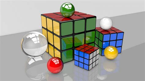 Wallpaper : illustration, 3D, Toy, balls, ball, Rubik's Cube, play ...