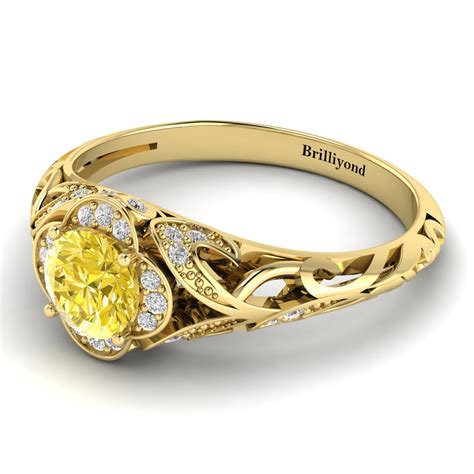 Yellow Gold Yellow Sapphire Country Road Engagement Ring