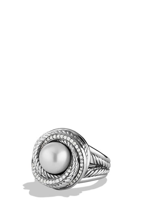 David Yurman 'Pearl Crossover' Ring with Diamonds | Nordstrom