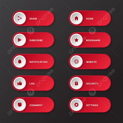 Web Design Button Vector Hd Images, Set Of Red Web Buttons Vector Design, Set, Red, Web PNG ...