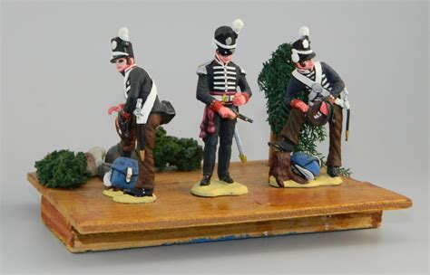 Three Napoleonic Soldiers on a Wooden Base|Toy Soldiers