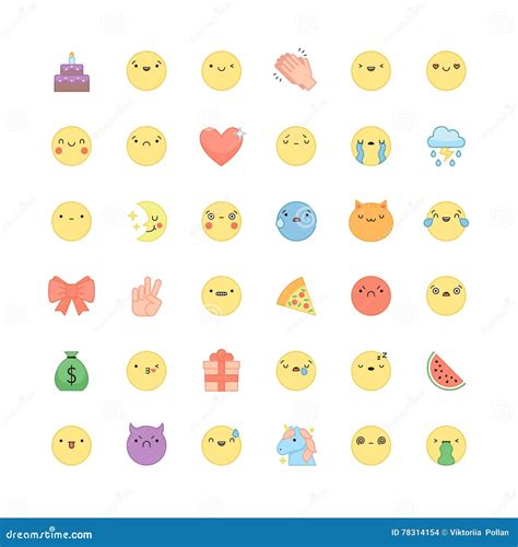 Set Of Emoticons. Cute Emoji Icons. Big Collection With Differen Cartoon Vector | CartoonDealer ...