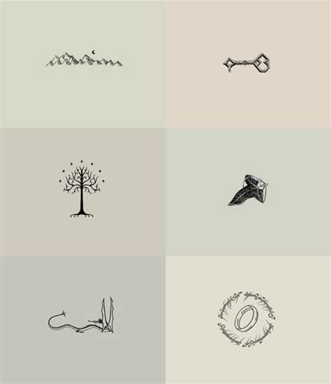 Tolkien minimalist drawings. | การออกแบบรอยสัก, ไอเดียรอยสัก, รอยสักเล็กๆ