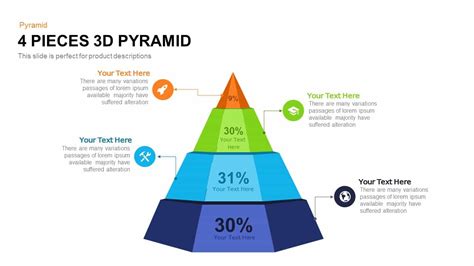 4 Pieces 3d Pyramid PowerPoint Template and Keynote Slide