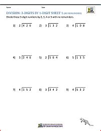 4th Grade Long Division Worksheets