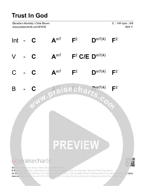 Trust In God Free Chords PDF (Elevation Worship / Chris Brown) - PraiseCharts