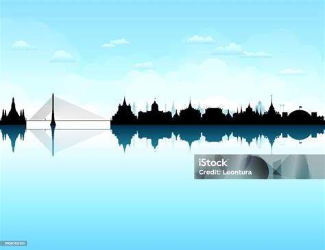 Bangkok Skyline Silhouette Stock Illustration - Download Image Now - iStock