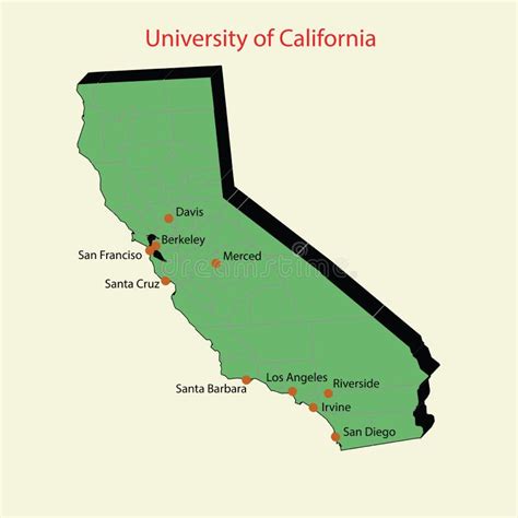 3d Map Of University Of California Campuses Stock Illustration - Image ...