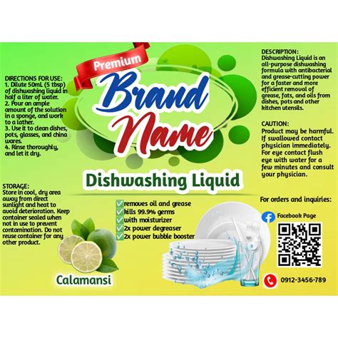 Sticker Label Size For Dishwashing Liquid - Design Talk