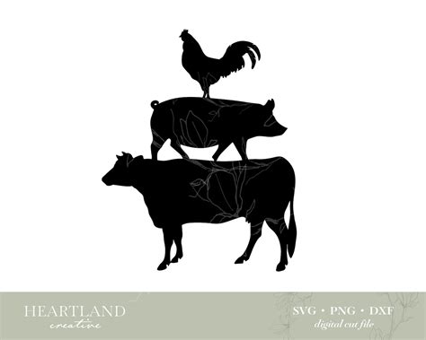 Farm Animal Svg Bundle For Cricut Pig Svg Duck Svg Chicken Svg Cow Svg ...