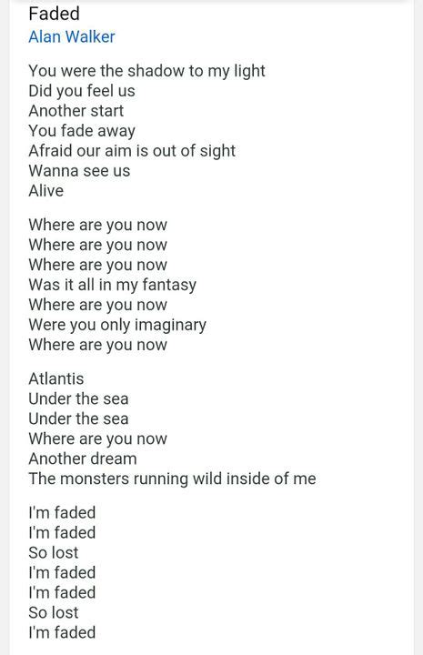 SONG LYRICS - Faded-Alan Walker - Wattpad