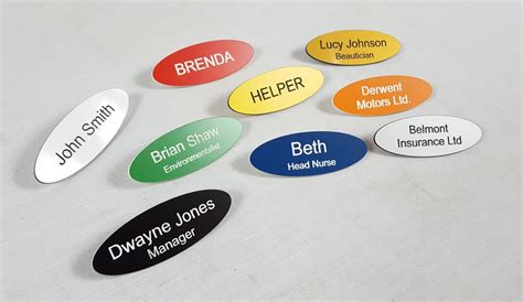 Personalised Oval Acrylic Name Badge with Pin - Choice of Colour