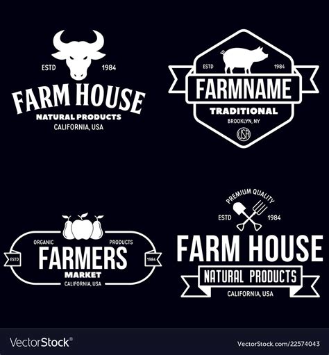 Farmers market logos templates objects set Vector Image