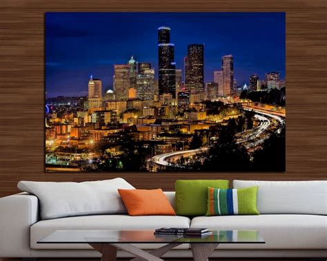 Seattle City skyline Canvas Print Ready to hang wall decor & | Etsy