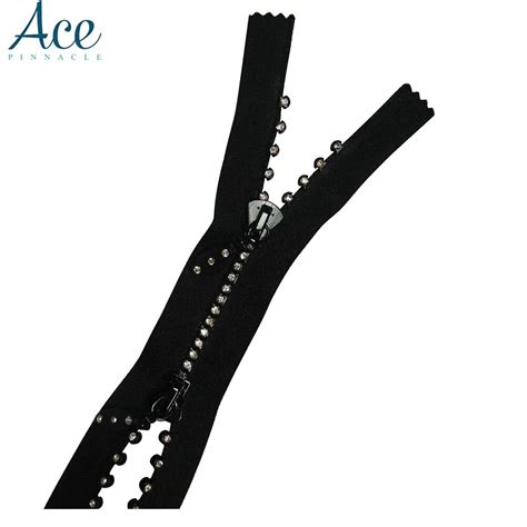 Factory Wholesale Customized High Quality 2 Way Open End Close End Decorative Rhinestone Zipper ...