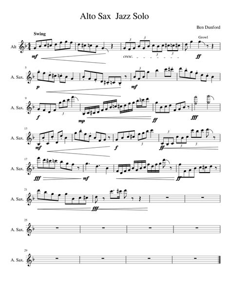 Jazz Alto Sax Solo Sheet music for Piano, Saxophone alto (Solo ...