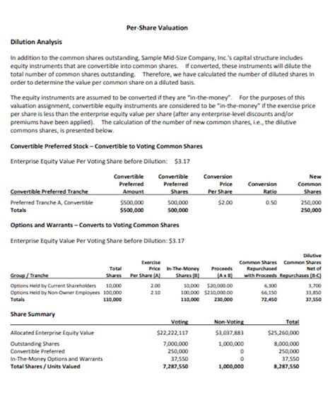 Business Valuation Report Template