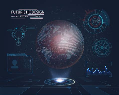 Futuristic Interface with Planet Hologram Stock Vector - Illustration of layout, scifi: 90855714