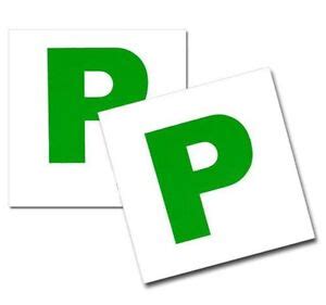 2x FULLY MAGNETIC P PLATES NEW DRIVER GREEN PASS PLATES FOR CAR VEHICLE ...