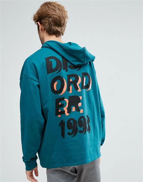 ASOS Oversized Hoodie with Text Back Print - Green | Mens sweatshirts hoodie, Asos menswear ...