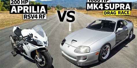 Aprilia RSV4 RF Takes On A 1000HP Toyota Supra Turbo In A Drag Race - webBikeWorld