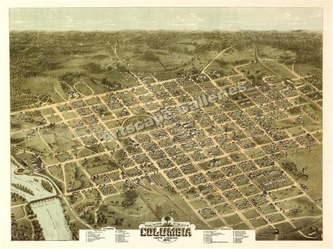 Bird's Eye View 1872 Columbia SC Old City Map - 20x28 | eBay