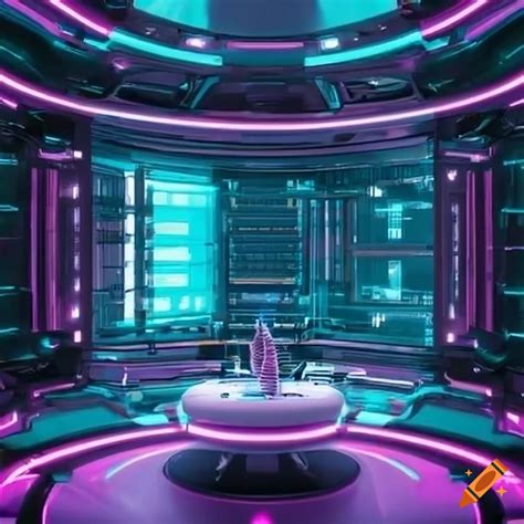 Futuristic cyber living room