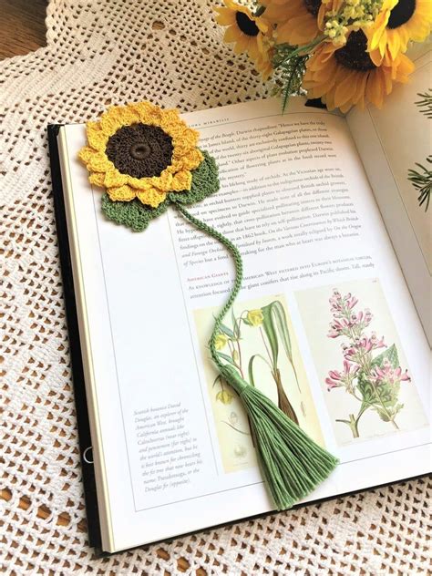 Crochet Bookmark Sunflower Bookmark Crochet Flower Bookmark | Etsy ...