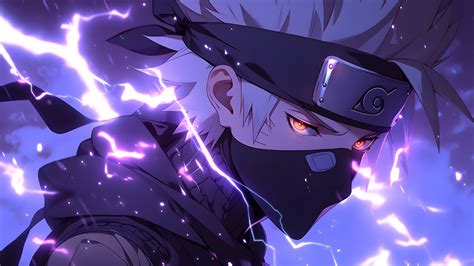 Naruto Kakashi Hatake Lightning Purple Desktop Wallpaper in 4K