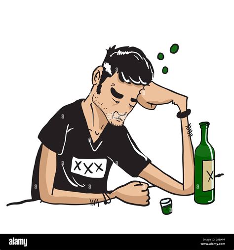 Sad man drinking bar cartoon Cut Out Stock Images & Pictures - Alamy