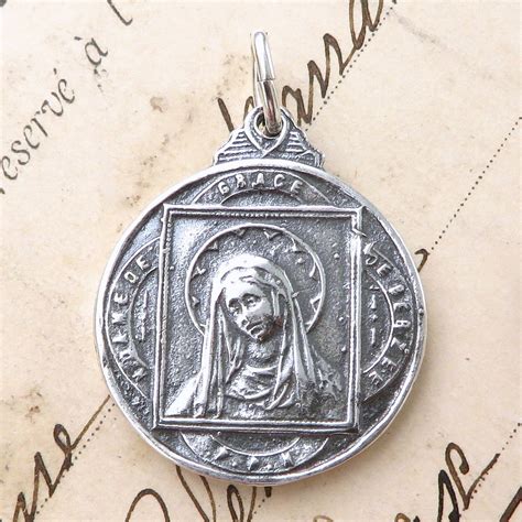 Sacred Heart of Jesus and Our Lady of Grace Medal - Sterling Silver ...