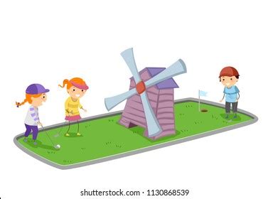 Illustration Stickman Kids Playing Mini Golf Stock Vector (Royalty Free) 1130868539 | Shutterstock