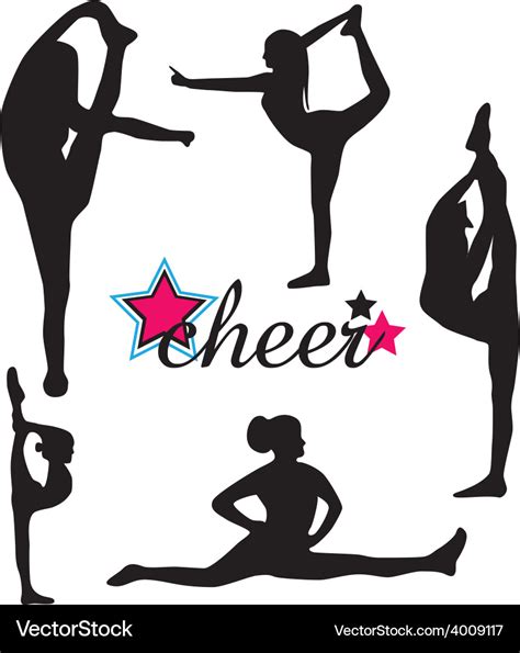 Cheerleader silhouette set Royalty Free Vector Image