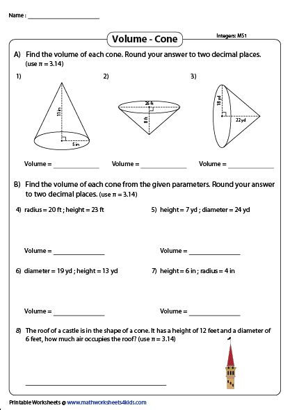 Volume Of Cones Worksheet : Volume Of A Cone Worksheets Cones And Conical Frustum : There's an ...