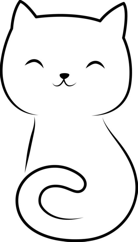 cute cat drawing doodle line art 9867568 Vector Art at Vecteezy