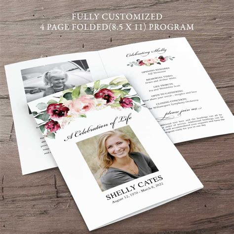 Celebration of Life Ideas Program Outline with Photos Customized for You