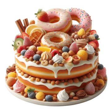 Cake With Colorful Toppings 3d Rendering Art Style Isolated Vector Illustration Image Icon ...
