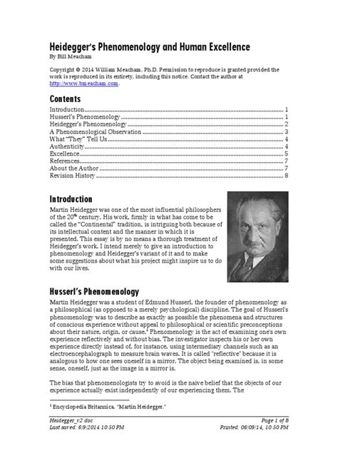 Heidegger's Phenomenology and Human Excellence | Phenomenology ...