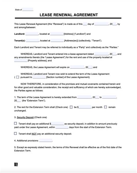 Free Lease Renewal Agreement Template | PDF & Word