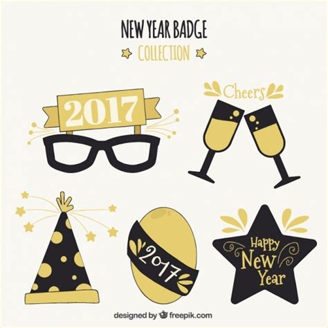 Free Vector | New year party 2017 elements set